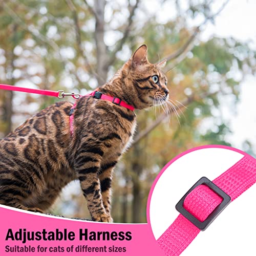 Adjustable Cat Harness and Leash Set Escape Proof Kitten Strap Collar for Walking Travel (Small / Hot Pink)