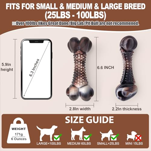 Dog Chew Toys for Aggressive Chewers (2 Bacon & 1 Beef)