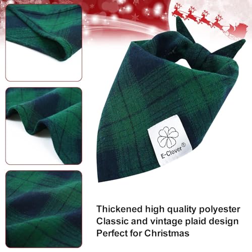 Dog Bandanas & Matching Scrunchie Set Plaid Dog Bibs Scarf Boy Triangle Kerchief Bandana for Small Dogs Puppy Birthday Gifts Pet Owner Mom Green Fall (02-plaid-green / Small)