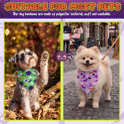 100 Pcs Halloween Dog Bandanas Bulk (19.7 x 13.8 x 13.8 Inch / Halloween)