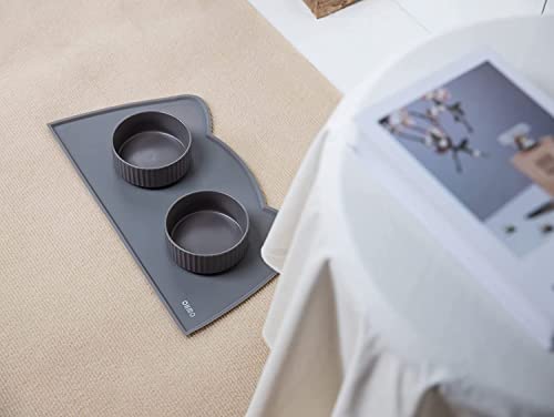 Cat Food Mat Silicone Pet Feeding Mat (20"L x 12"W / Dark Grey)