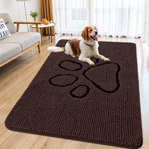 Dog Door Mat for Muddy Paws (59"X35" / Brown and Black)