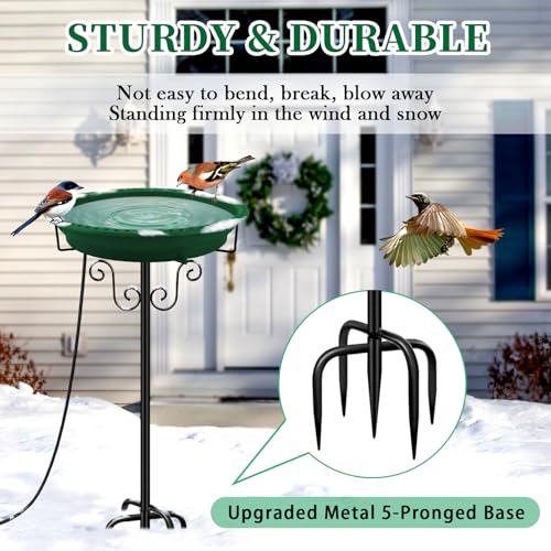 Heated Bird Bath for Outdoors Winter (Green)