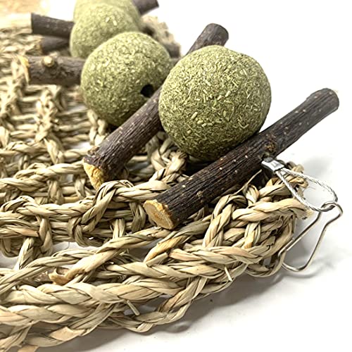 Rabbit Seagrass Mat Bunny Chew Toys for Teeth Hanging Activity Mat Rabbit Enrichment Activity Mat Small Animal Toys for Hamster Guinea Pigs Gerbil Birds (B)