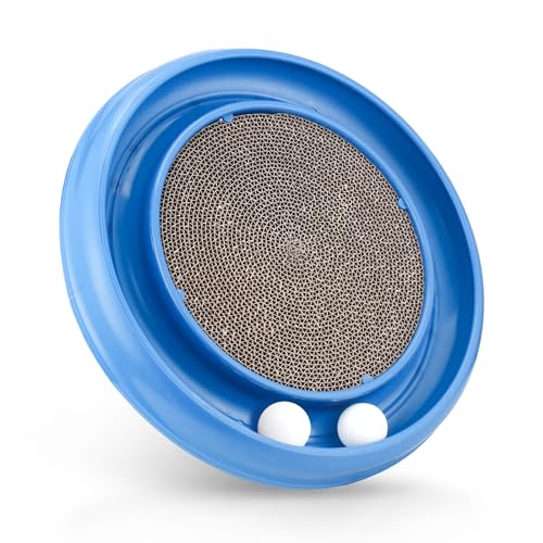 Cat Scratching Board with Track Balls for Indoor Cats (Blue)