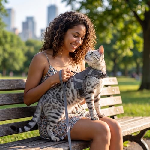 Cat Harness and Leash Set (Grey / Medium)