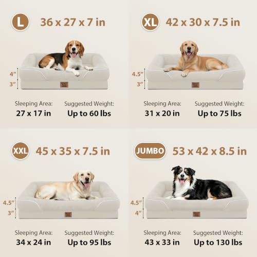 Orthopedic Waterproof Dog Bed for Large Sized Dogs (Beige / 42"L x 30"W x 7.5"Th)