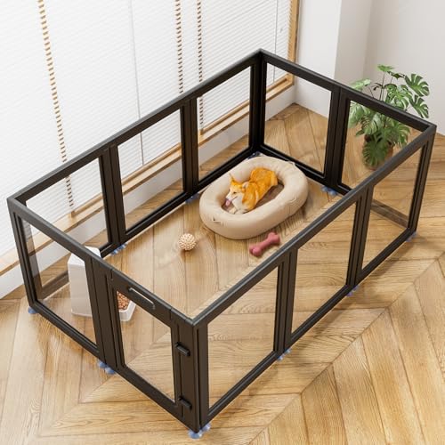 Clear Acrylic Dog Playpen Transparent Dog Playpen Indoor (Black / 30"H)