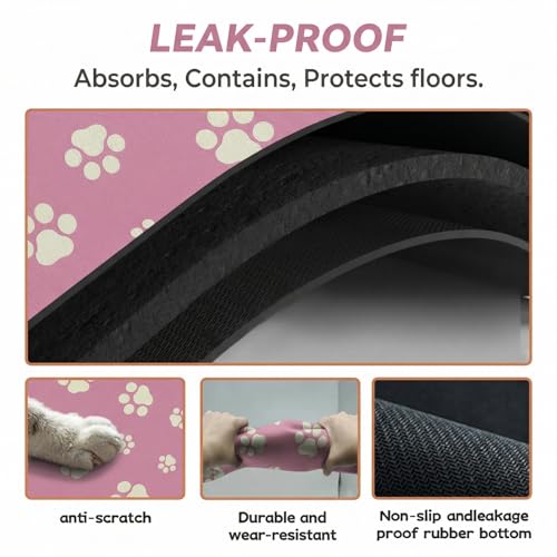 Pet Feeding Mat Dog Cat Food Mat Absorbent No Stains Quick Dry Rubber Bottom Anti (Pink-JY / 18"×30")