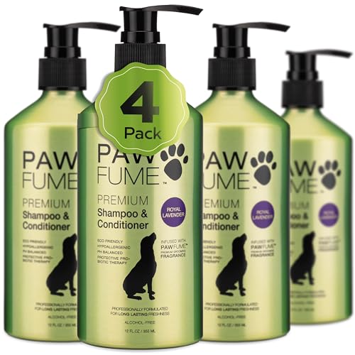 PAWFUME Dog Shedding Shampoo and Conditioner (Shampoo & Conditioner Royal Lavander / Pack of 4)