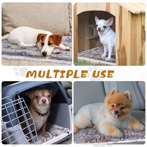 4 Pack Soft Pet Bed Mat Small Dog Crate Fleece (21 x 14 Inches / Light Gray)