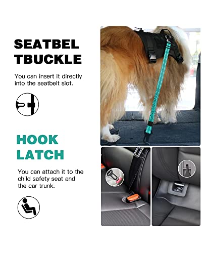 Dog Seat Belt for Car (Set Black+Teal)