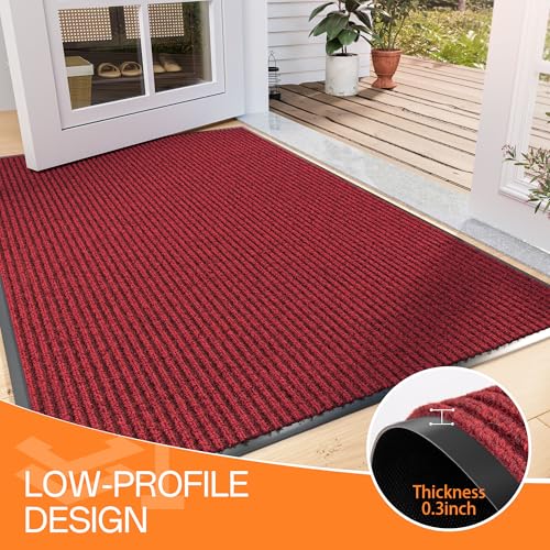 Indoor Outdoor Door Mat (Red / 4' x 6' (Rectangular))