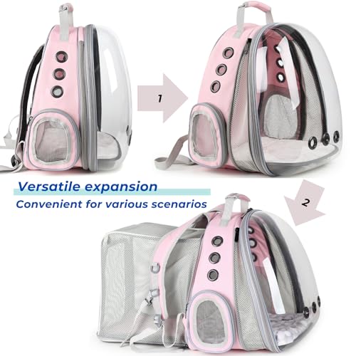 Expandable Bubble Cat Carrier Backpack (Dual Expandable-Pink)