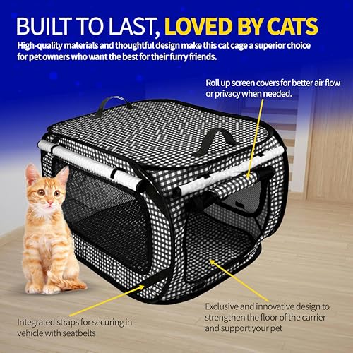Extra Large Cat Carrier for Travel (Black)