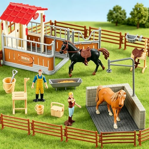 Peagrav Horse Stable Playset with Rider (Horse / Playset)