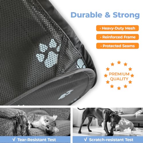 2-in-1 Dog Playpen 58''Pop Up Cat Pet Playpen, Assembly-Free Indoor Outdoor Kitten Enclosure, Breathable Cat Cage Portable Puppy Tent Crates,Spacious Kennel for Small Animals, No Confinement Feel(M) (Black Mesh / M, 58.3"L x 30"W x 24.1"H)