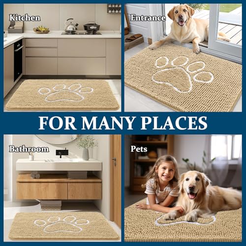 Dog Door Mat for Muddy Paws 47x20 (Beige / 47" X 20")