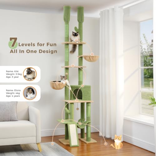 Adjustable Cactus Cat Tree 85 (Cactus / Dual Posts)