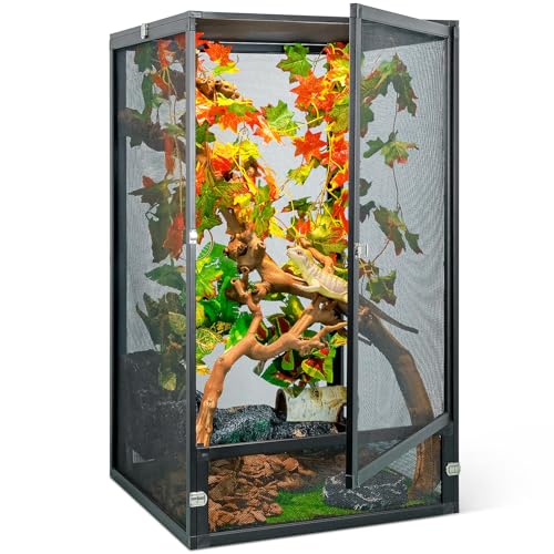 33 Gal Foldable Reptile Terrarium for Gecko & Dragon (26x17x17 Inch / Black)