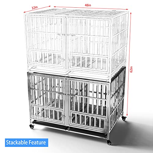 Collapsible Stainless Steel Dog Crate (48.0"L x 32.0"W x 32.0"H)