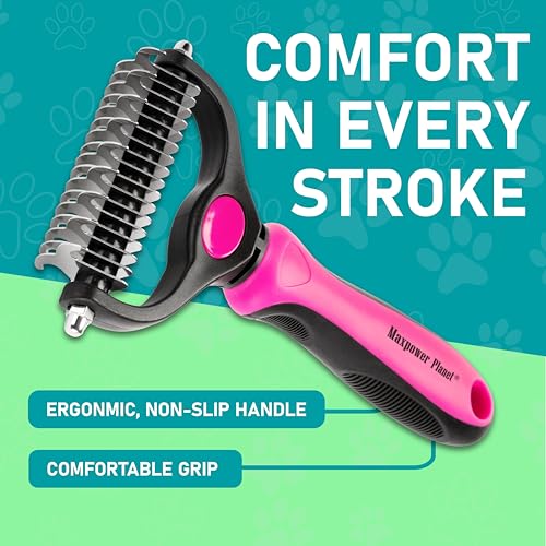 Hair Brush Double Sided Shedding (Pink / Large)