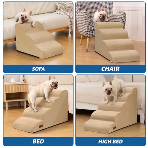 Dog Stairs for High Bed (Khaki / Standard 5-Step 22.2"H)