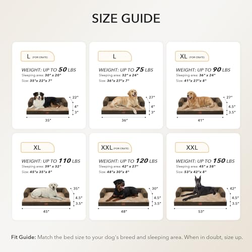Orthopedic Washable Dog Bed for Large Dogs (Brown / 36.0"L x 27.0"W x 7.0"Th)