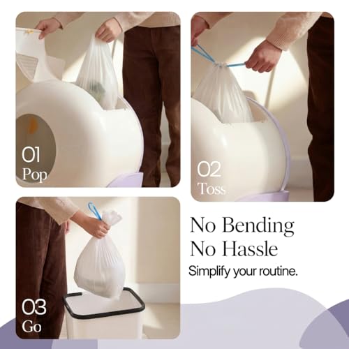 Automatic Litter Box Self Cleaning with 120pcs Waste Bags (Purple + 120pcs Trash Bags)