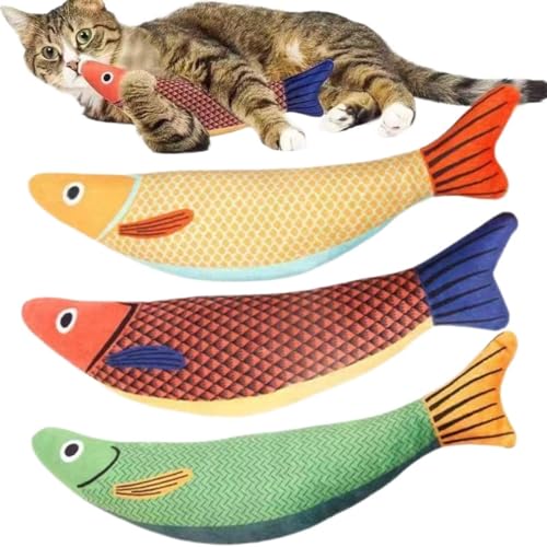 Interactive Catnip Fish Kicker Toy for Indoor Cats (Yellow)