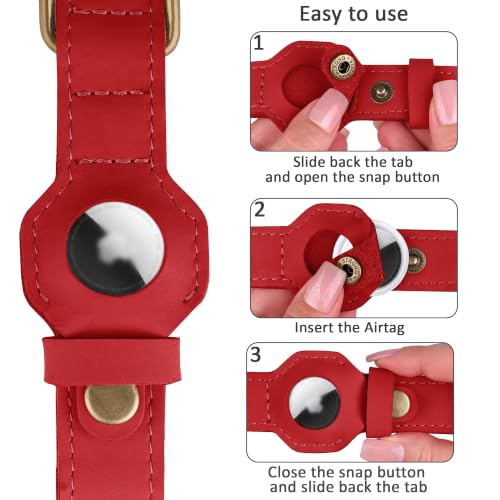 AirTag Dog Collar (Red / S, 12"-15" Neck Fit)