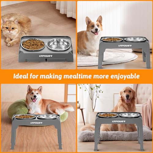 Raised Dog Bowls 4 Height Adjustable Elevated Bowl Stand