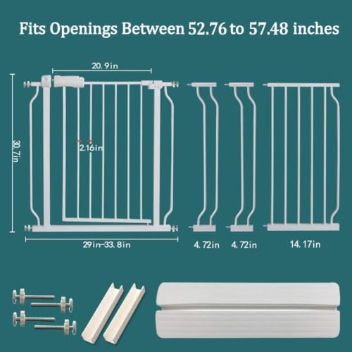 52.76 57.48" Extra Wide Pressure Mounted Baby Gate 30" Tall White (White / 52.76-57.48"/134-146cm)