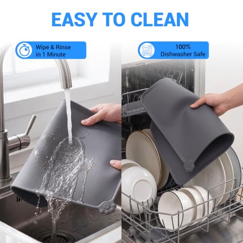 Silicone Pet Feeding Mat (Grey / 18.5" x 11.5")