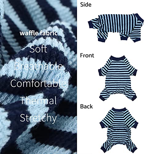 Blue and White Striped Dog Pajamas (X-Small / Blue)