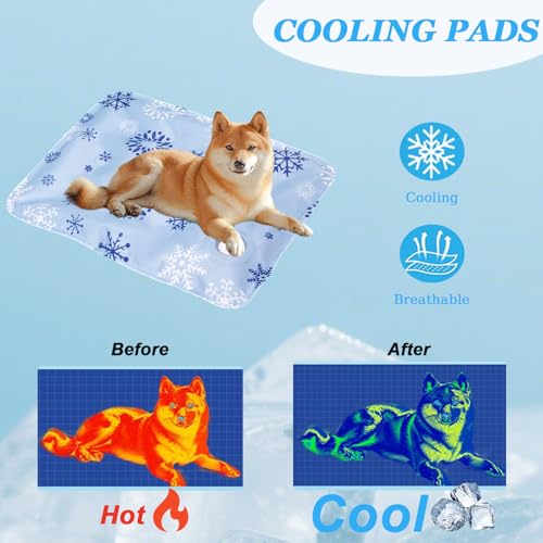 Cooling Dog Bed (Blue snowflakes / 20''*16'' Small)