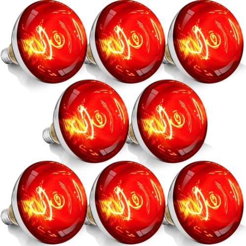 250W R40 Red Heat Lamp Bulbs (Red / 8 Pack)