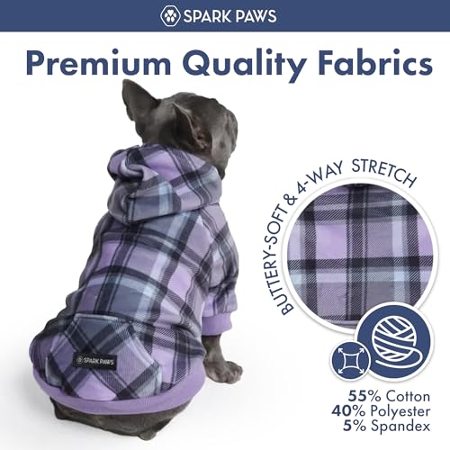 Dog Hoodie Buttery (Purple Plaid / Medium)