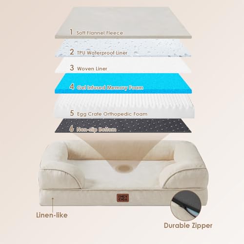 Orthopedic Dog Bed Medium Size Dog (Beige / 30.0"l X 20.0"w X 6.5"th)