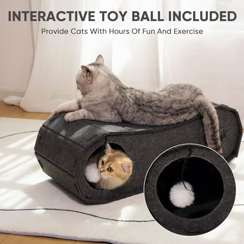 Cat Bed Cave for Indoor Cats (Soot Grey / Large)