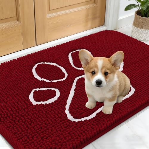 Dog Door Mat for Muddy Paws 24x16 (Red / 24" X 16")