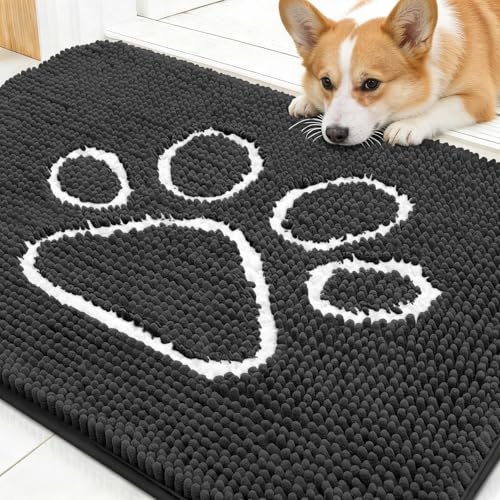 Dog Door Mat for Muddy Paws 30x20 (Dark Grey / 30" X 20")