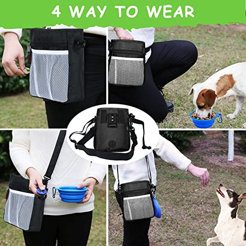 Dog Training Treat Pouch with Training Clicker (Black)