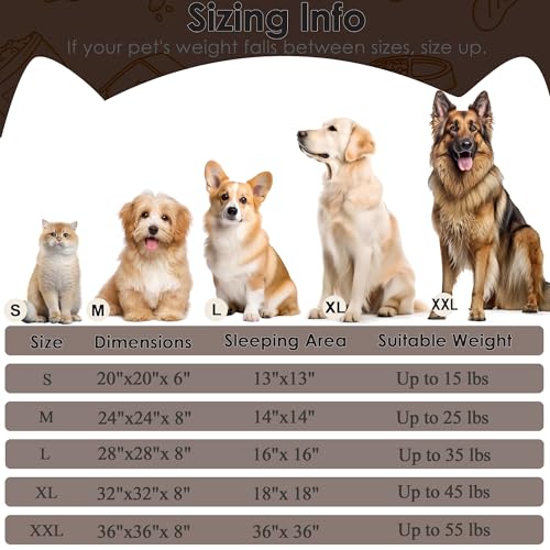 Dog Beds Large Sized Dog and Cats (Coffee / 32.0"L x 32.0"W x 8.0"Th)