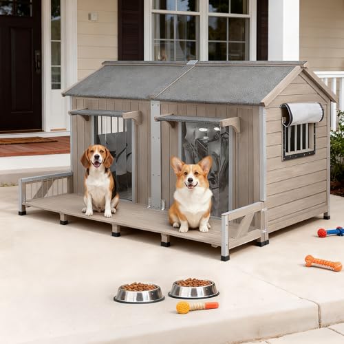 55.5" L Extra Large Dog House Outdoor (Grey / 55.5"D x 47.6"W x 37.4"H)