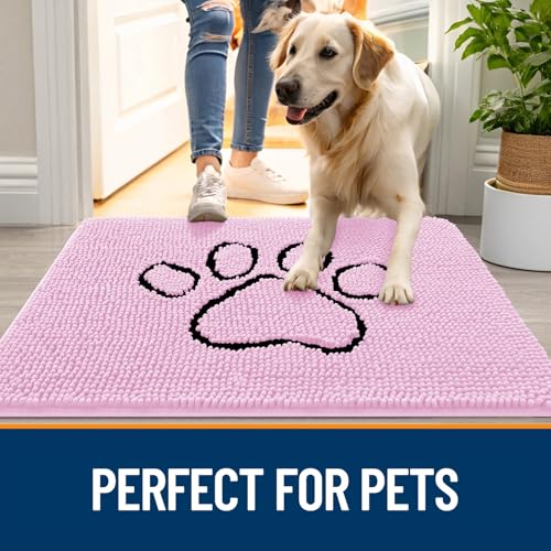 Dog Door Mat for Muddy Paws 48x30 (Pink / 48" X 30")