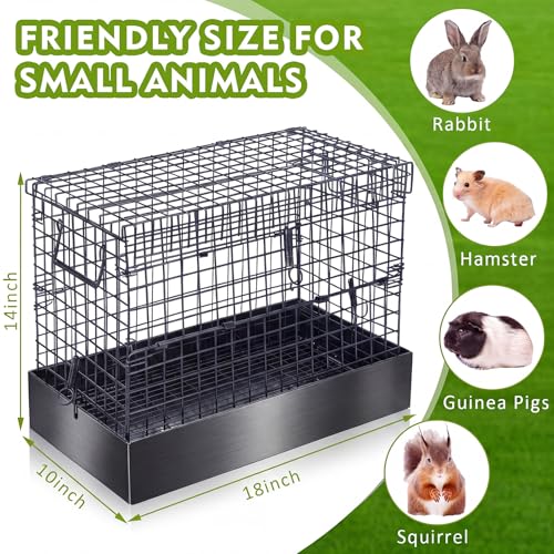 Folding One Hole Rabbit Transport Cage (Black / 18.9"L x 14.2"W x 4.7"H)