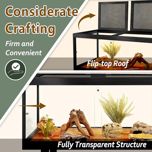Reptile Enclosure with Leg (Black / 48"x20"x20",82Gallons)