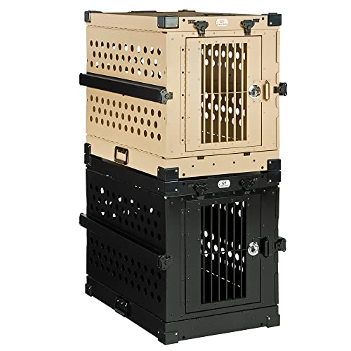Aluminum Collapsible Dog Crate (Black / 34.6"L x 25.2"W x 28.9"H)