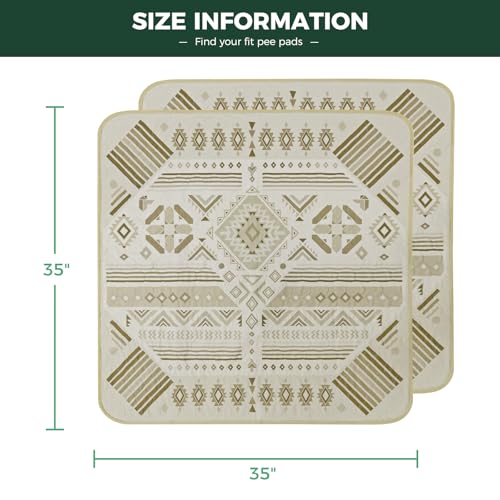 Washable Pee Pads for Dogs (Khaki Geometric / 35" Square (2 Packs))